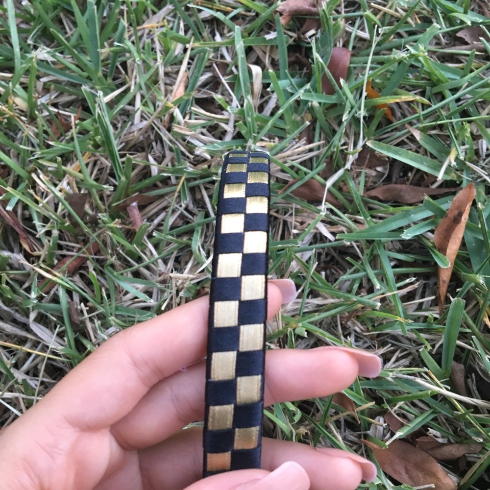 Gold and Black Checkered Handmade Headband